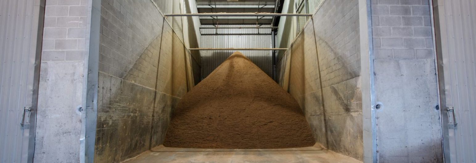 Animal feed for the agriculture industry in one of Traxxside warehouse bays.